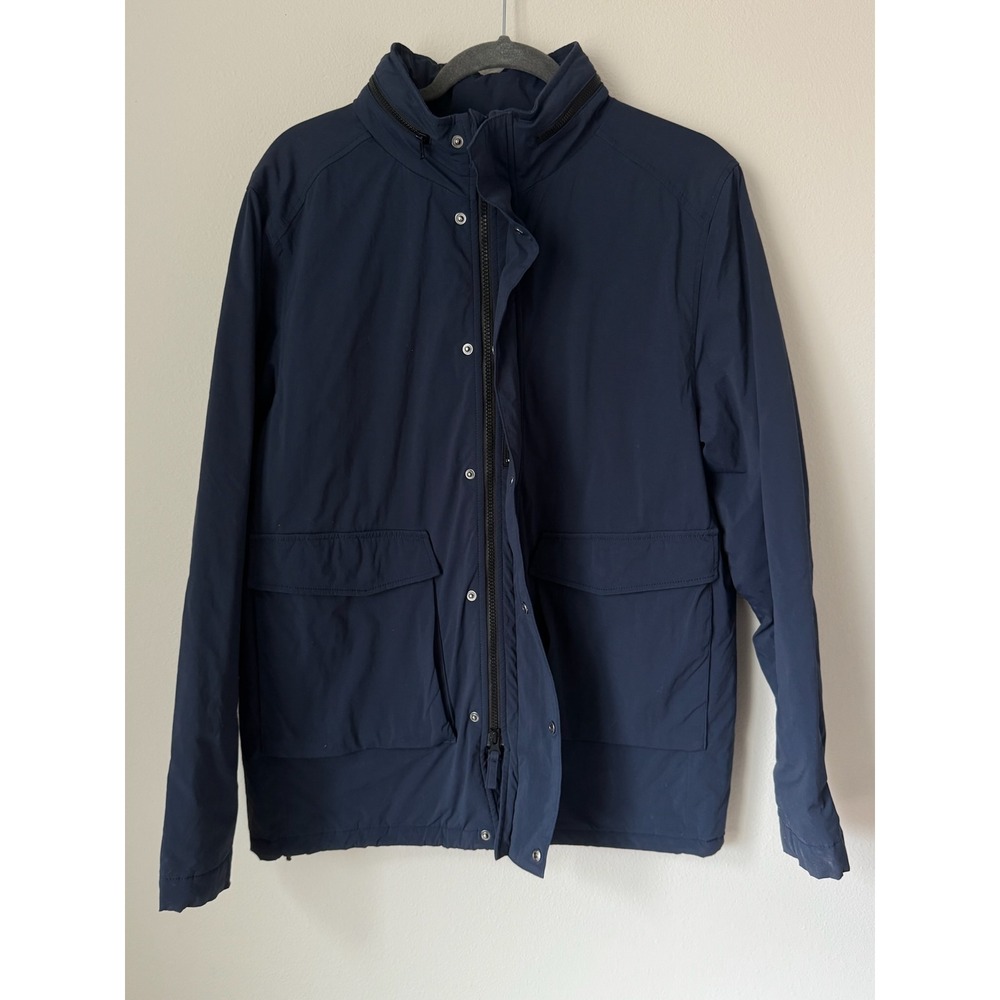 Proof Mens Field Jacket Navy Blue Insulated Water Resistant Packable Hood Size M